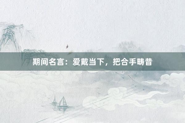 期间名言：爱戴当下，把合手畴昔